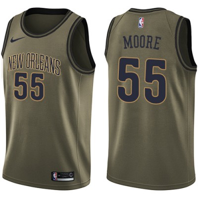 Nike New Orleans Pelicans #55 E'Twaun Moore Green Salute to Service Youth NBA Swingman Jersey